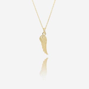 18k Gold Angel Wing Necklace for Women, Memorial Jewellery, Bereavement Gift