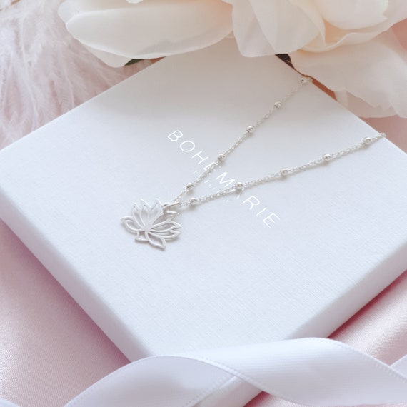 Lotus Flower Necklace in Silver or Gold Satellite Chain Lotus Flower Jewellery Necklaces for Women Gift for Her Birthday Gift Etsy
