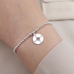 Sterling Silver Compass Bracelet For Women, Compass Jewellery, Travel Bracelet, Friendship Bracelet, Best Friend Gift, Graduation Gift