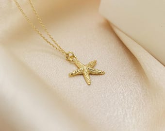 18k Gold Plated Starfish Necklace For Women, Dainty Gold Necklace, Minimalist Starfish Jewellery, Pendant Necklace, Gifts For Women