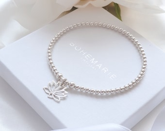 Sterling Silver Lotus Flower Bracelet, Bracelets for Women, Lotus Flower Jewellery, Best Friend Gift, Gift for Her, Birthday Gift