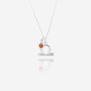 Sterling Silver Libra Zodiac Necklace, Birthstone Star Sign Jewellery, Birthday Gift