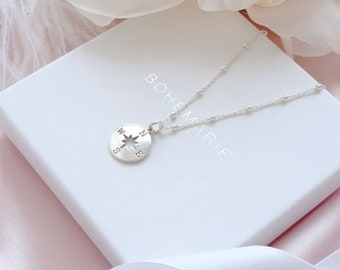 Compass Necklace in Silver or Gold, Satellite Necklace, Satellite Chain, Compass Jewellery, Necklaces for Women, Gift for Her, Birthday Gift