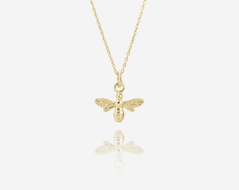 18k Gold Plated Bee Necklace For Women, Dainty Gold Bee Necklace, Bumble Bee Gifts, Bee Pendant, Minimalist Bee Jewellery, Gifts For Women