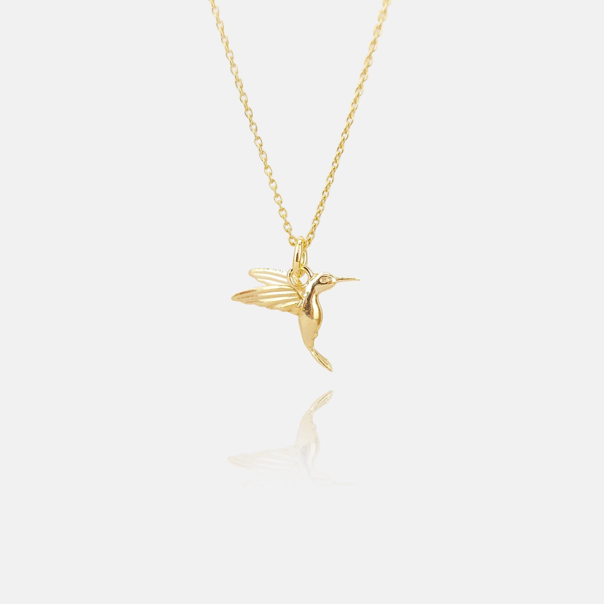 18k Gold Plated Hummingbird Necklace For Women, Dainty Gold Necklace, Minimalist Hummingbird Jewellery, Everyday Necklace, Gift For Women