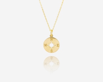 18k Gold Plated Compass Necklace For Women, Dainty Compass Necklace, Travel Necklace, Adventure Necklace, Compass Jewellery, Graduation Gift