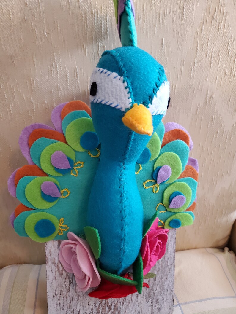 handmade peacock faux felt taxidermy decor wall mount baby kid room stuffed woodland decor baby gift nursery decor handmade gift gallery pho