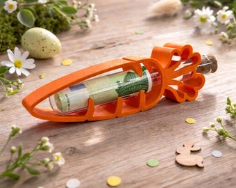 Originelles Geldgeschenk zu Ostern – mit echtem Reagenzglas Möhre Frühling Gemüsegarten Hochbeet