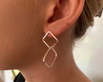 Sterling Silver Square-shaped Earrings