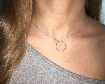 Sterling Silver Circle hoop ring pendant necklace