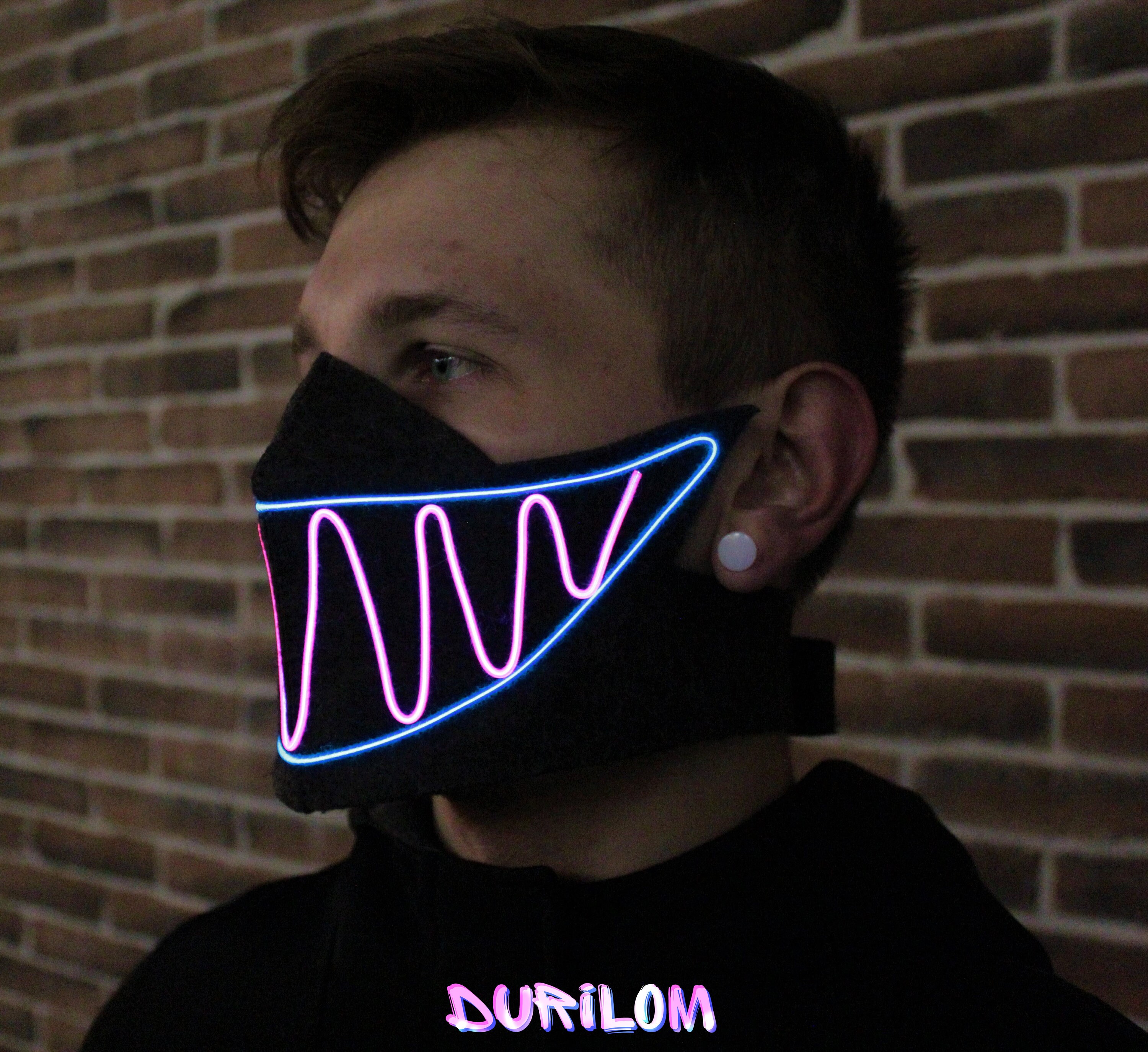 Neon glowing half face mask anonymous at the party good Etsy