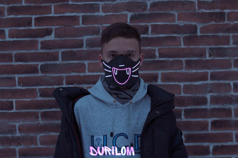 Neon glowing half face mask cute party anime good original