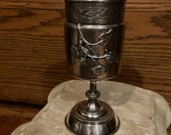 Antique, REED and BARTON, Ornate CHALICE, Goblet, Birds, Floral Motif, 107, Rare Find