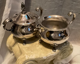 Vintage, EPCA, BRISTOL POOLE, Silver Plated Sugar Bowl & Creamer Set, #110