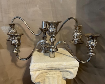 Reduced, VICTORIAN ROSE, By INTERNATIONAL Silver, 3 Light Candelabra, Set Of 2