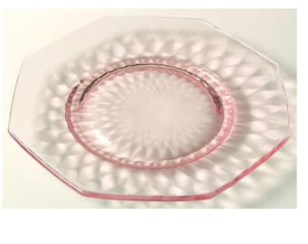 DIAMOND OPTIC PINK, By Fenton Glass, Set Of 12, Salad Dishes, 7 3/4”