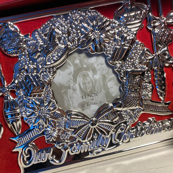 New LENOX, "Our Family Christmas", Photo Album, Detailed Silver Accents