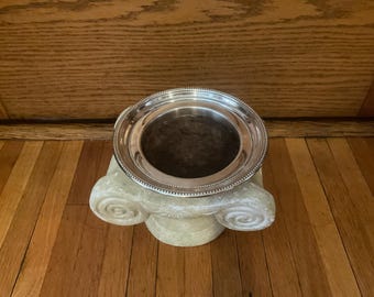 Vintage TOWLE SILVER Plate, Wine, Champagne COASTER Featuring a Cork Insert Liner and Beaded Rim