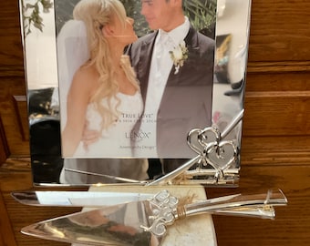 Reduced Lenox, “TRUE LOVE COLLECTION” Silver Plate, 3 Piece Wedding Set