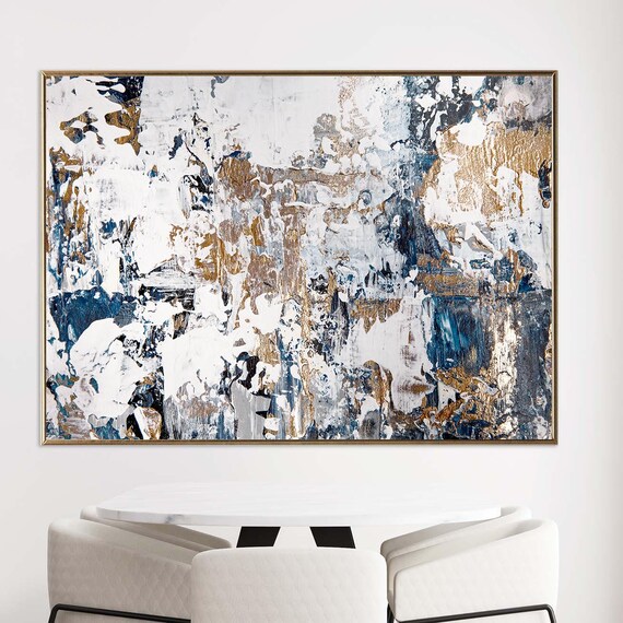 Grey and blue wall decor Abstract canvas art Gray blue wall Etsy