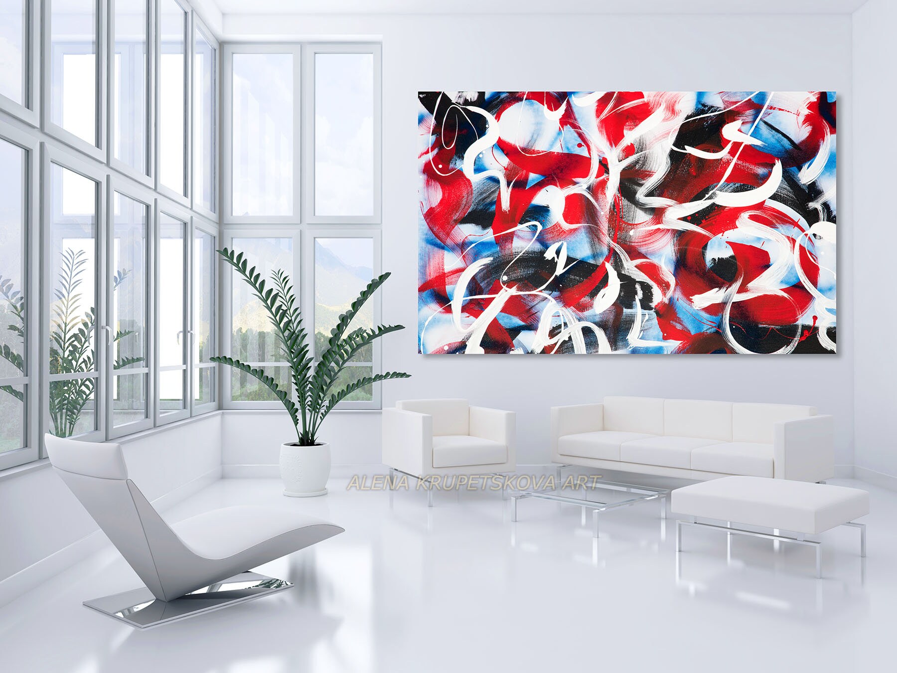 Bright abstract canvas art Large bright wall art Vibrant Etsy