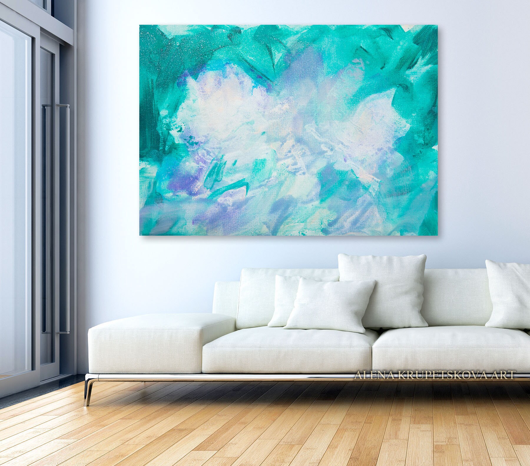 Light green mint art print on canvas Trendy wall decor Etsy