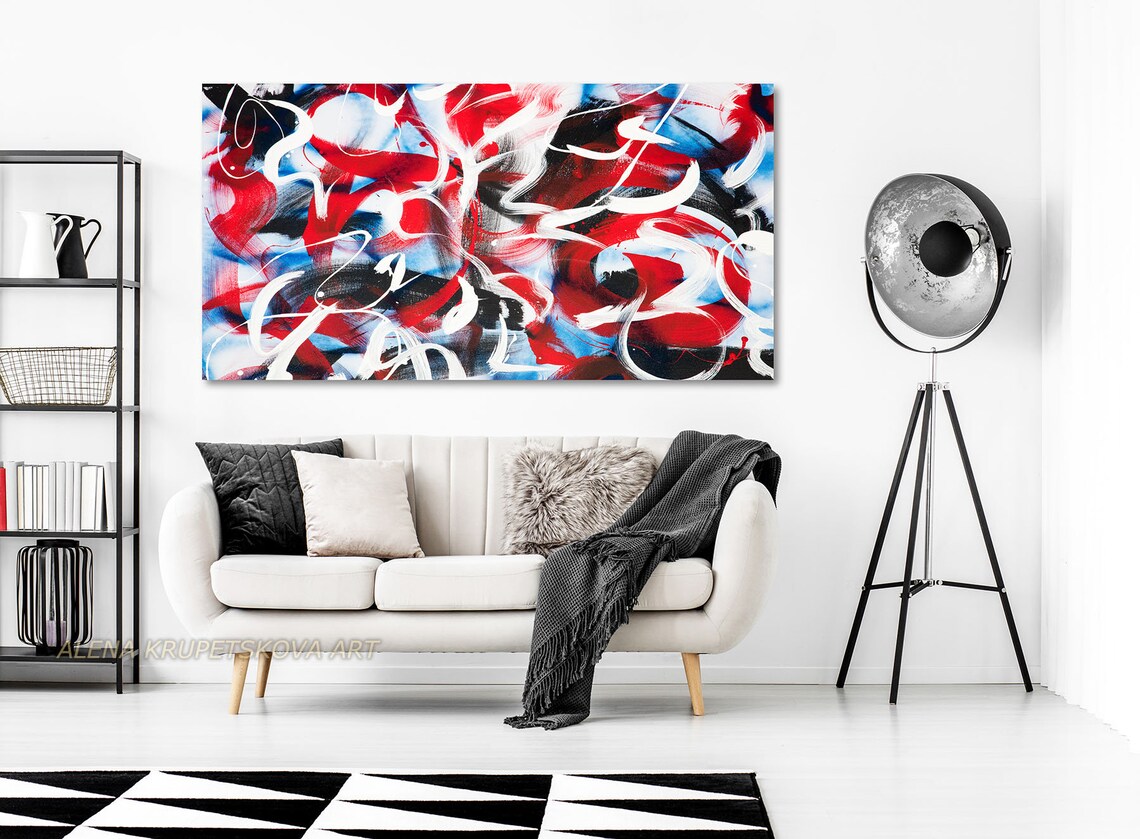 Bright abstract canvas art Large bright wall art Vibrant Etsy