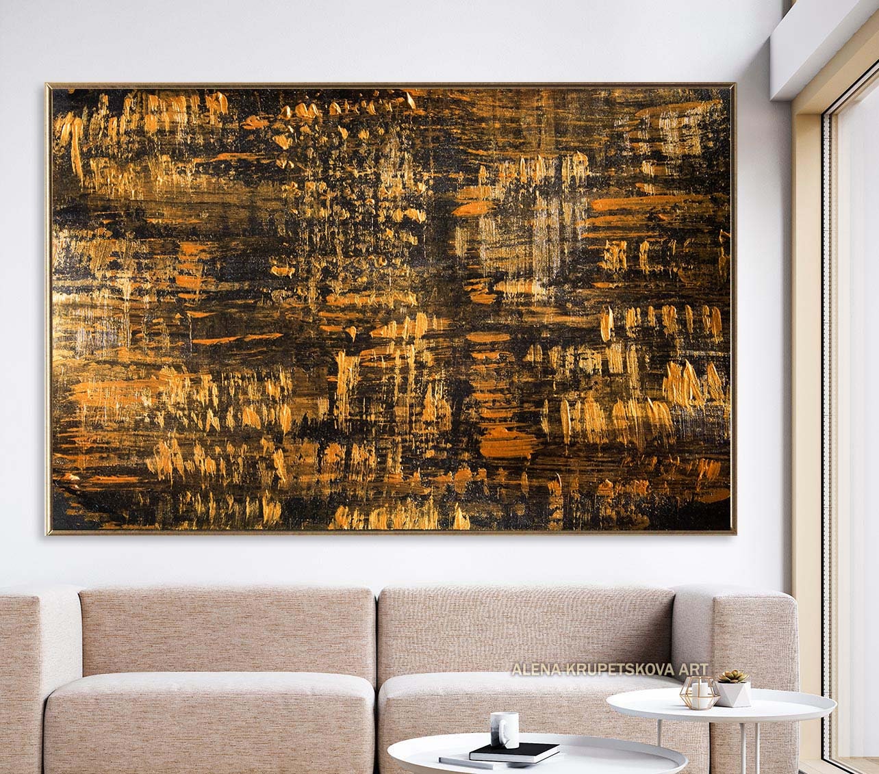 Black and Gold Wall Art on Canvas Beautiful Abstract Gold | Etsy