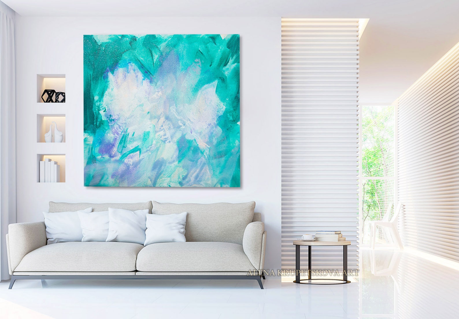 Light green mint art print on canvas Trendy wall decor Etsy