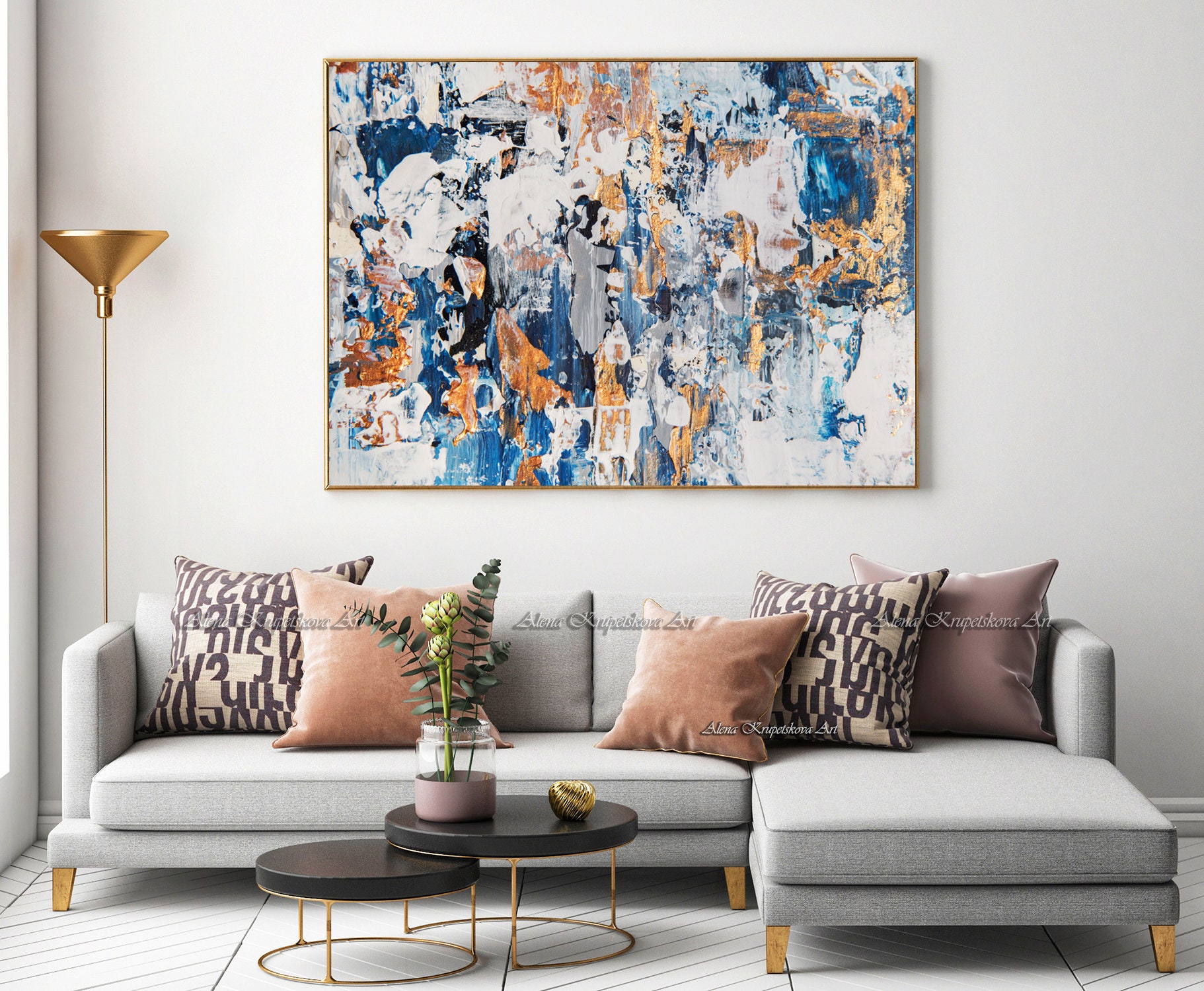 Large Wall art canvas Abstract art Bedroom wall framed art Etsy