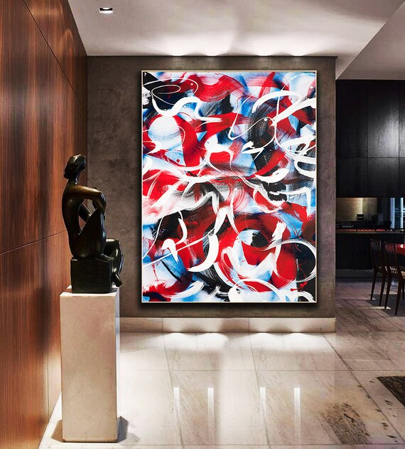 Bright abstract canvas art Large bright wall art Vibrant Etsy