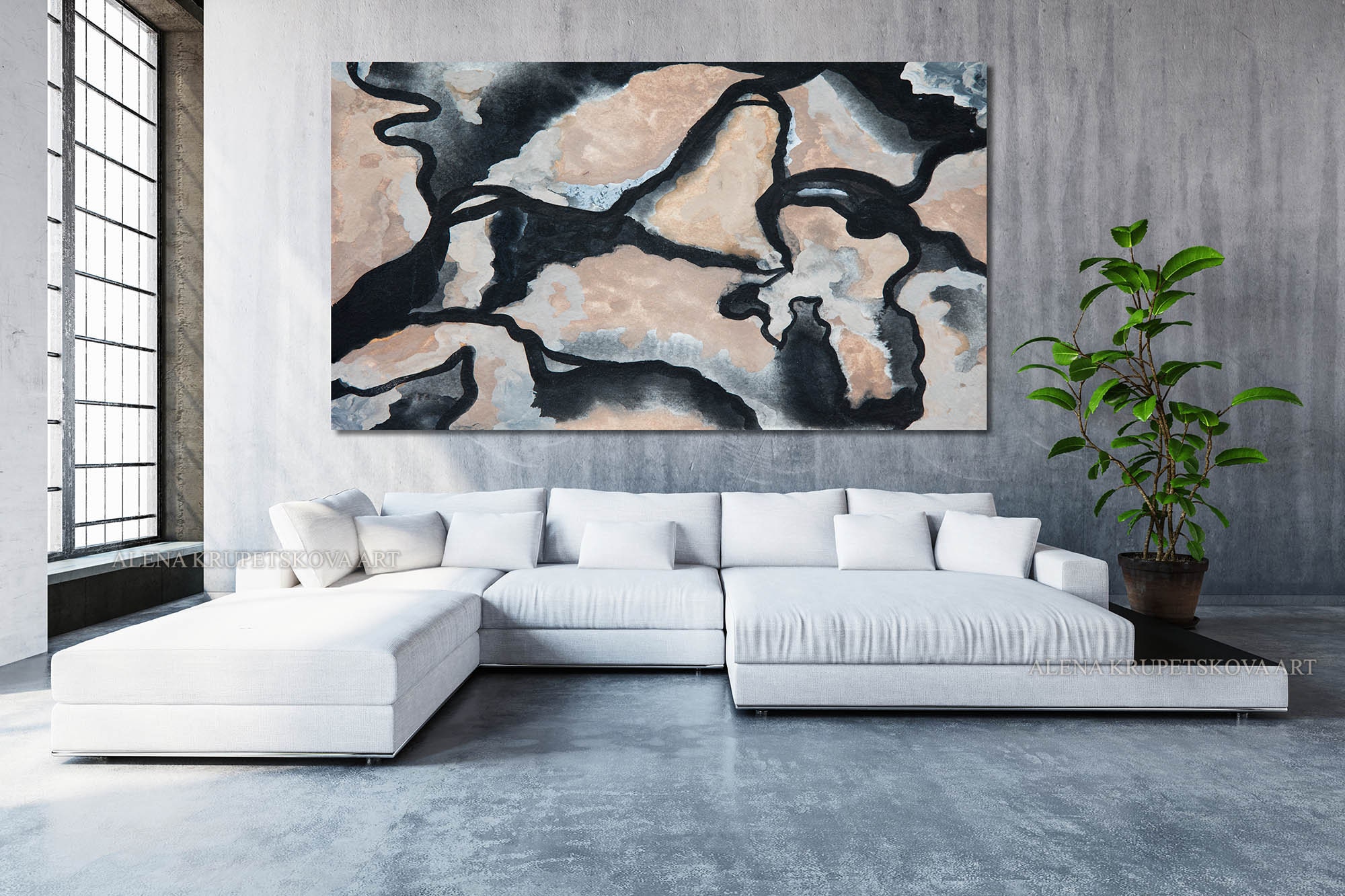 Brown wall art Abstract print on canvas Living room wall Etsy