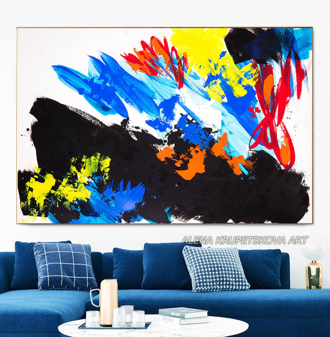 Bright Wall Art Large Bold Abstract Canvas Print Colorful | Etsy