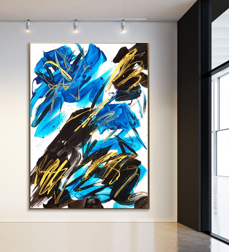 Abstract Edgy Wall Art on Canvas Unusual Accent Painting Etsy