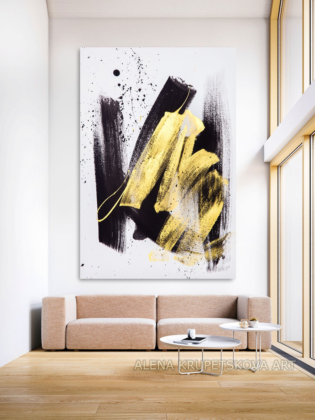 Modern Wall Art Black White Gold Wall Art for Living Room Etsy