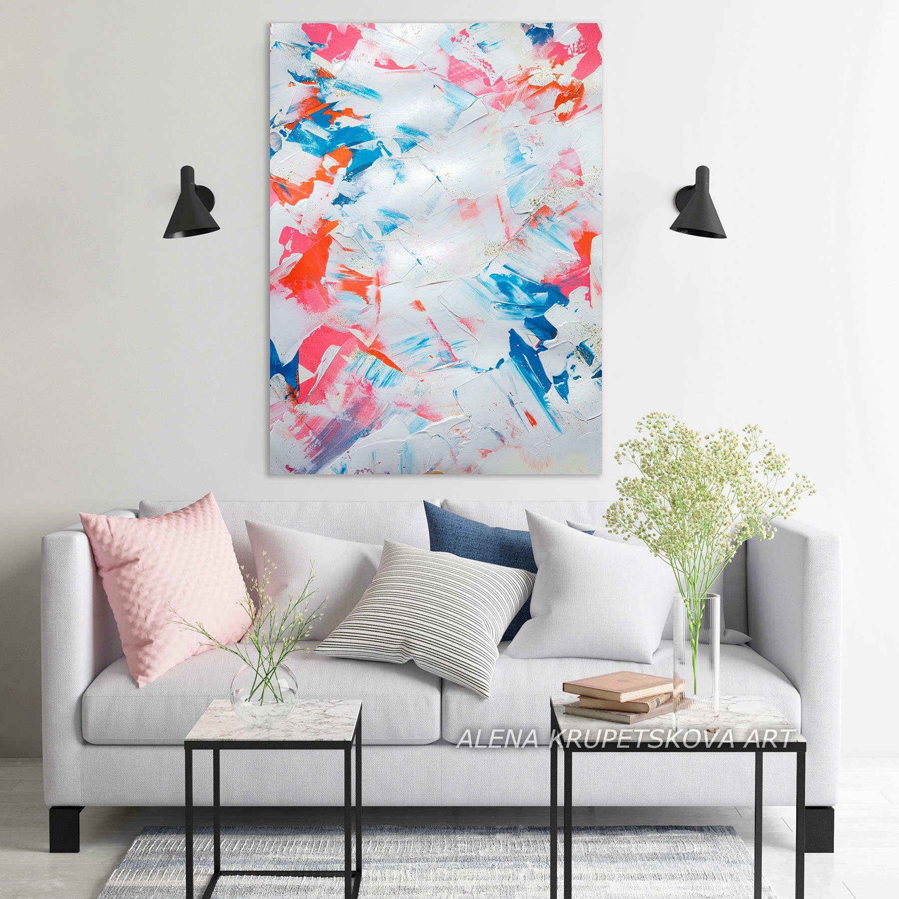 Abstract soft pastel art on canvas Luxury wall art for Etsy