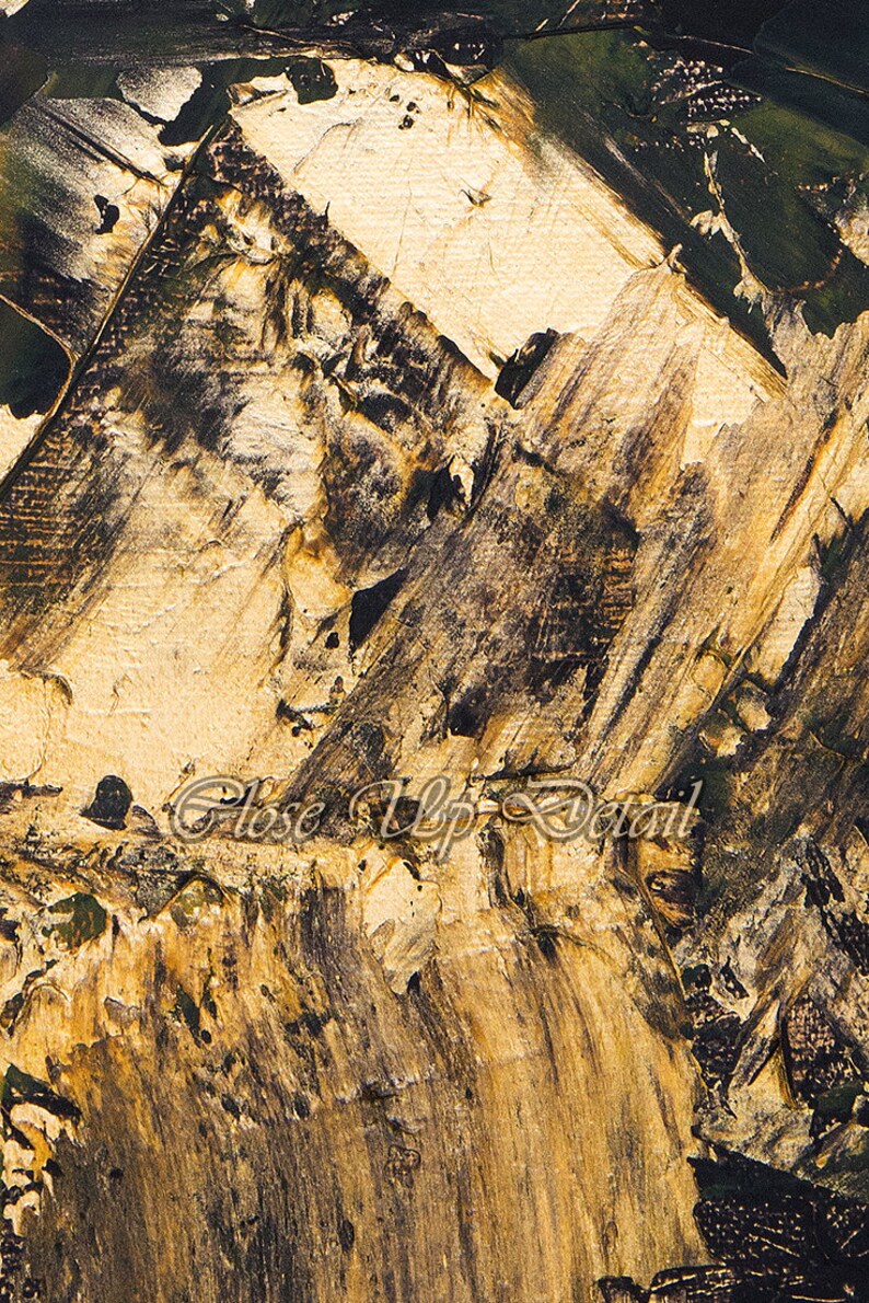 Wall art dark abstract art Dark canvas art Gold and black wall Etsy