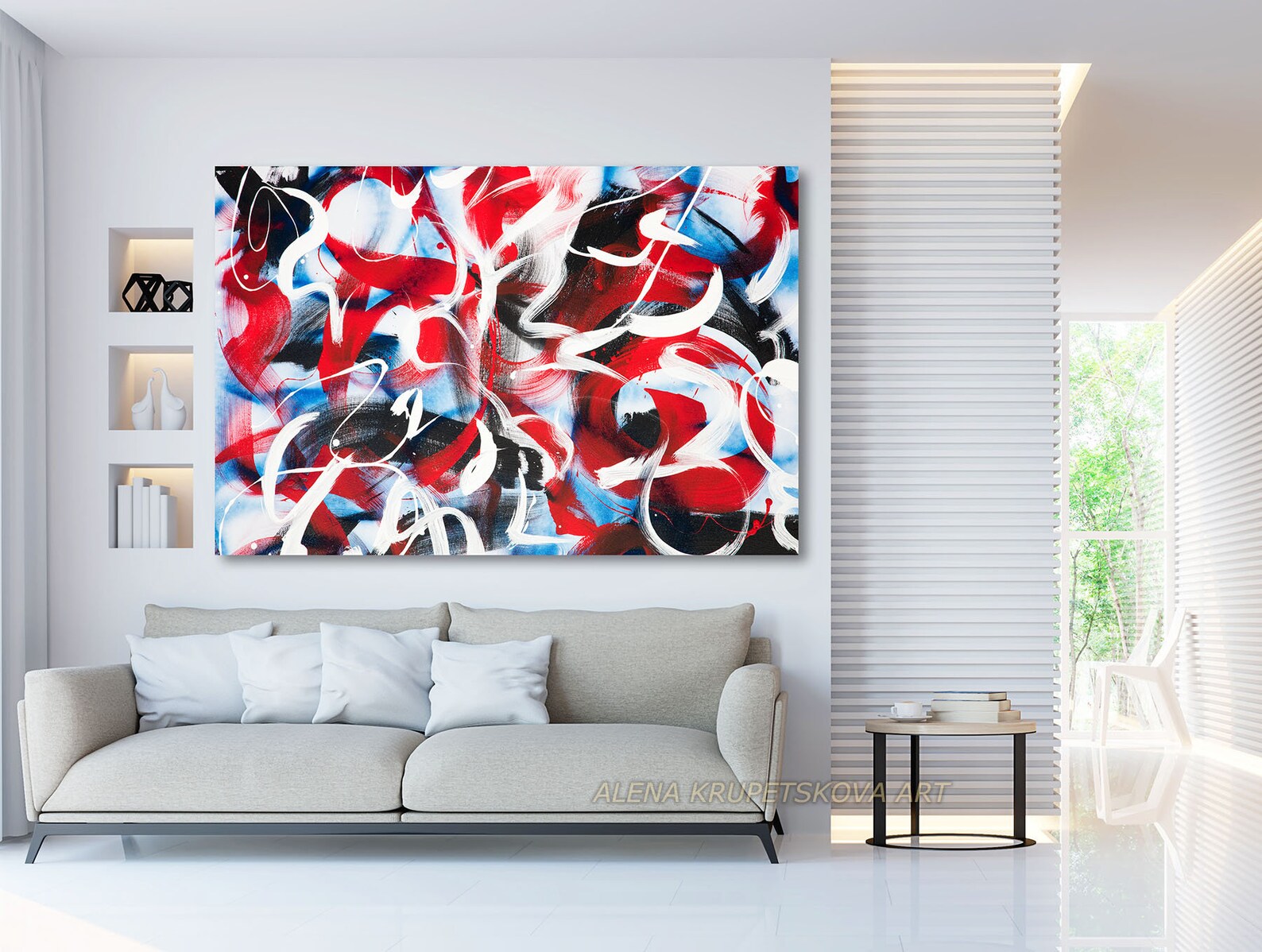 Bright abstract canvas art Large bright wall art Vibrant Etsy