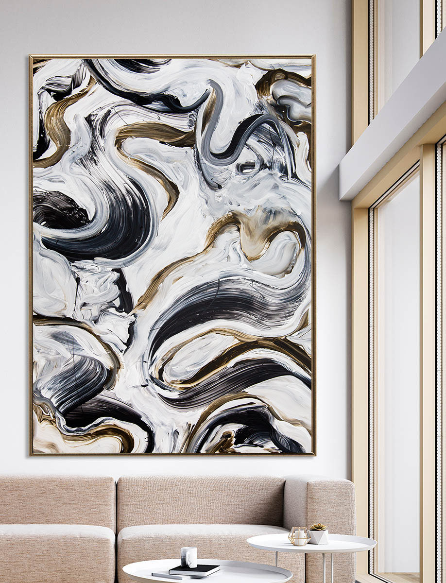 Black and white wall art on canvas Large abstract canvas art Etsy