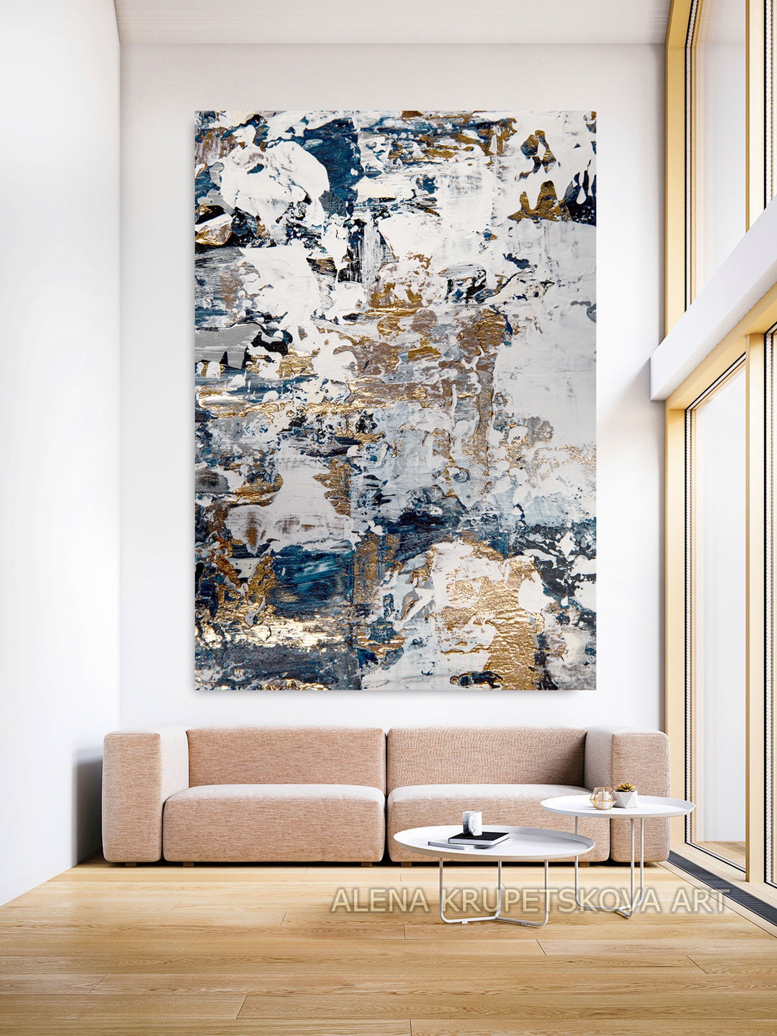 Blue and gray wall decor for home and office Wall art for Etsy