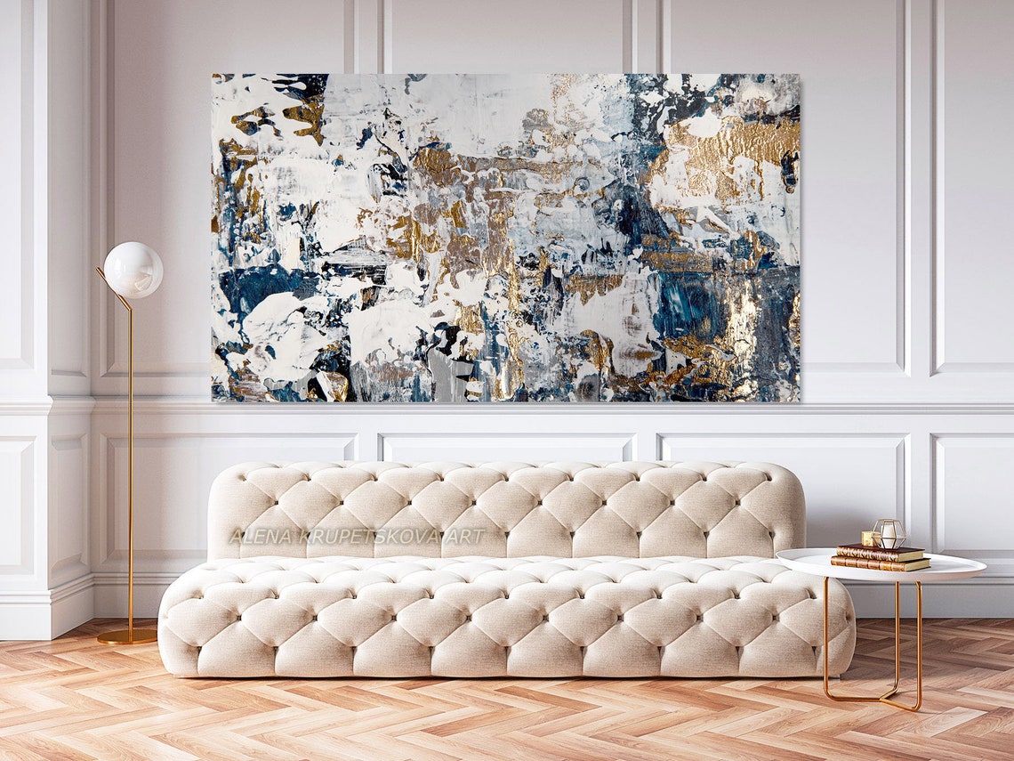 Blue and gray wall decor for home and office Wall art for Etsy