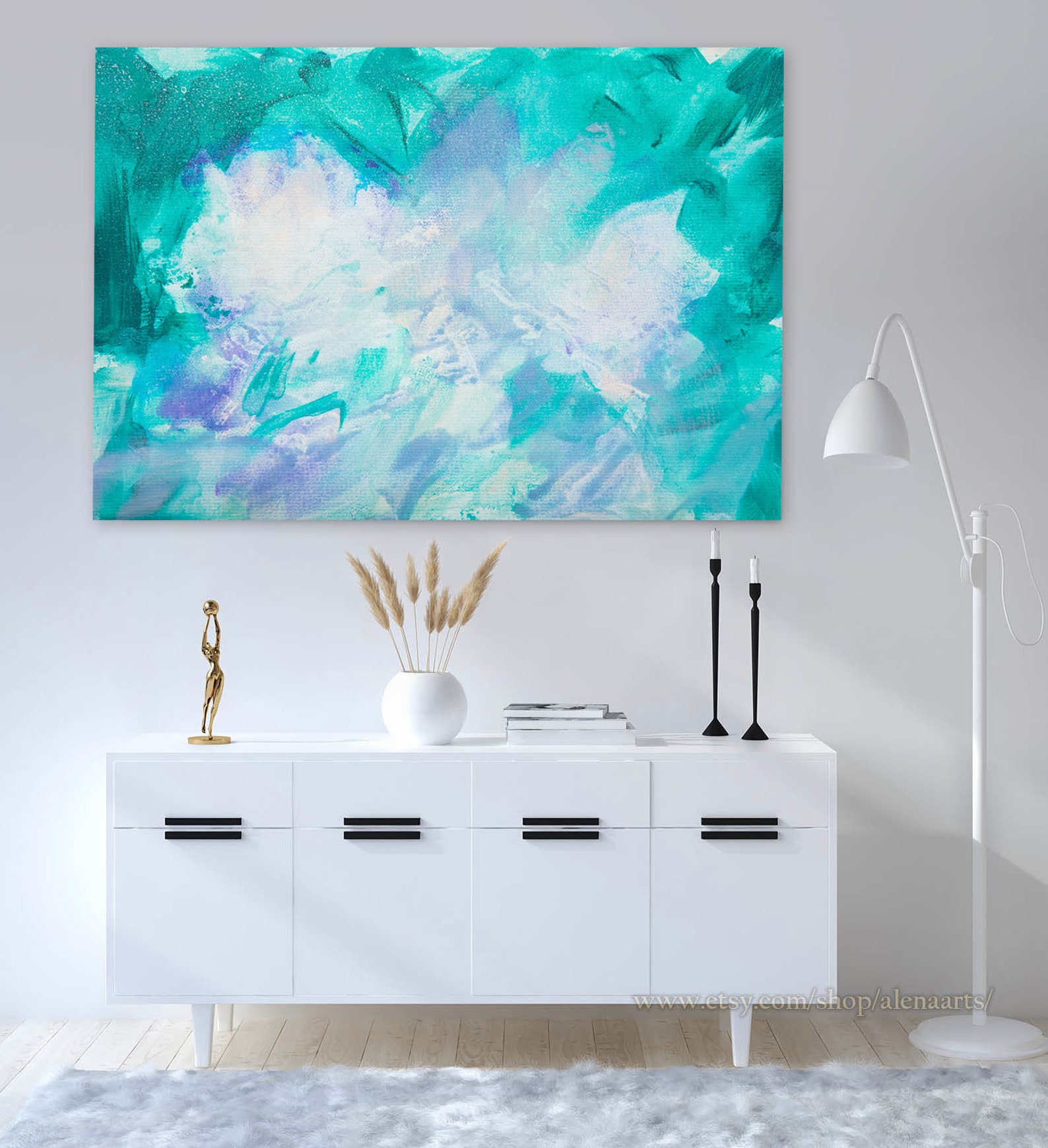 Light green mint art print on canvas Trendy wall decor Etsy