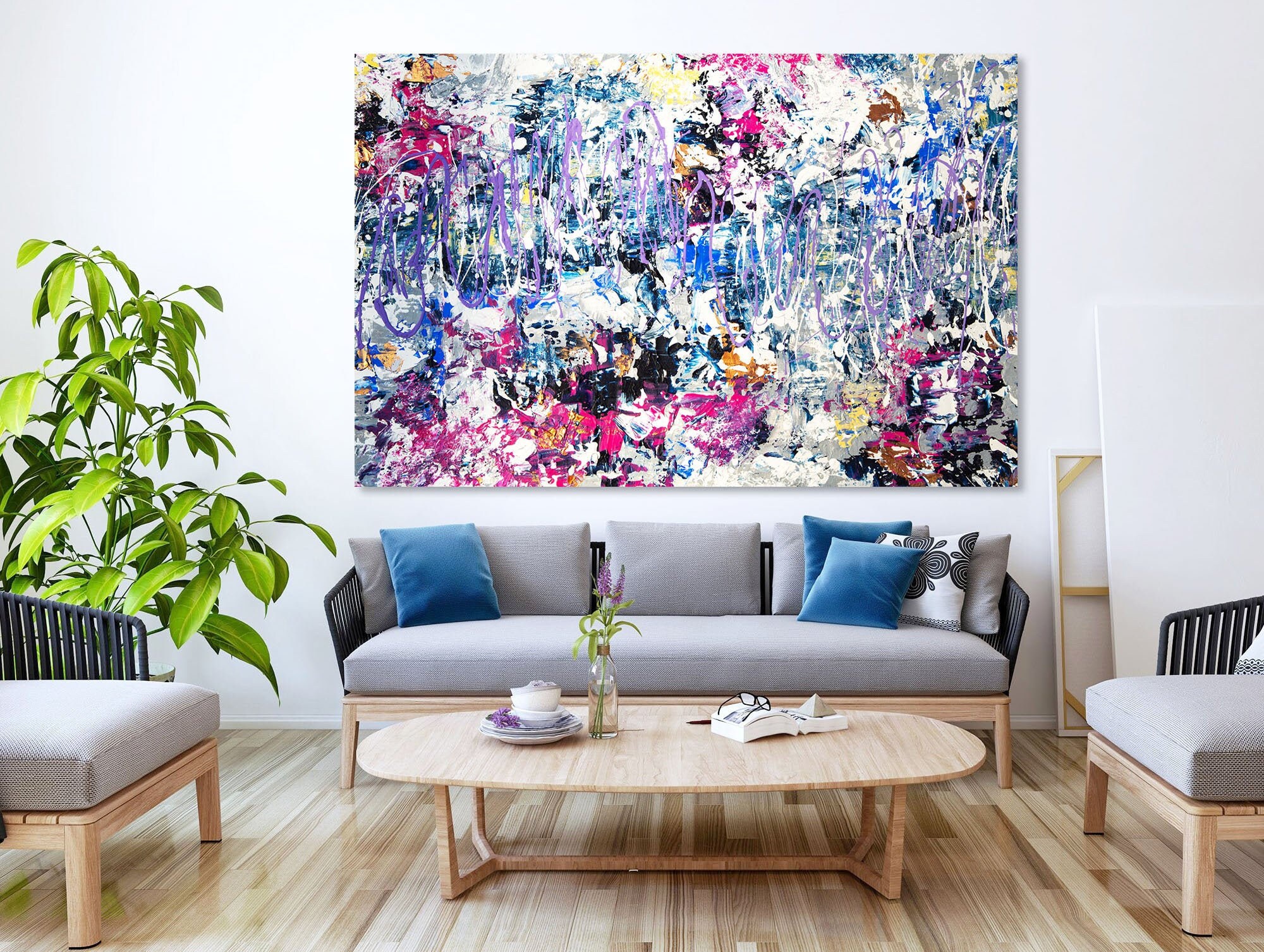 Purple wall decor for modern house Abstraction in Jackson Etsy