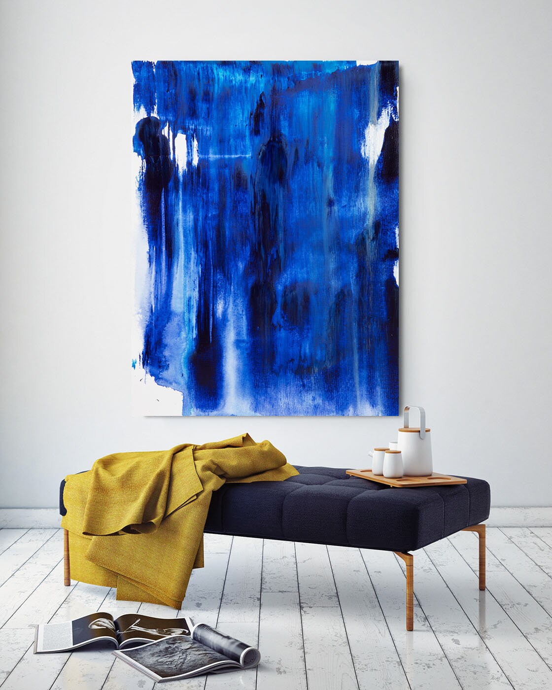 Navy blue wall art Large canvas art Cuadros abstractos Dark | Etsy