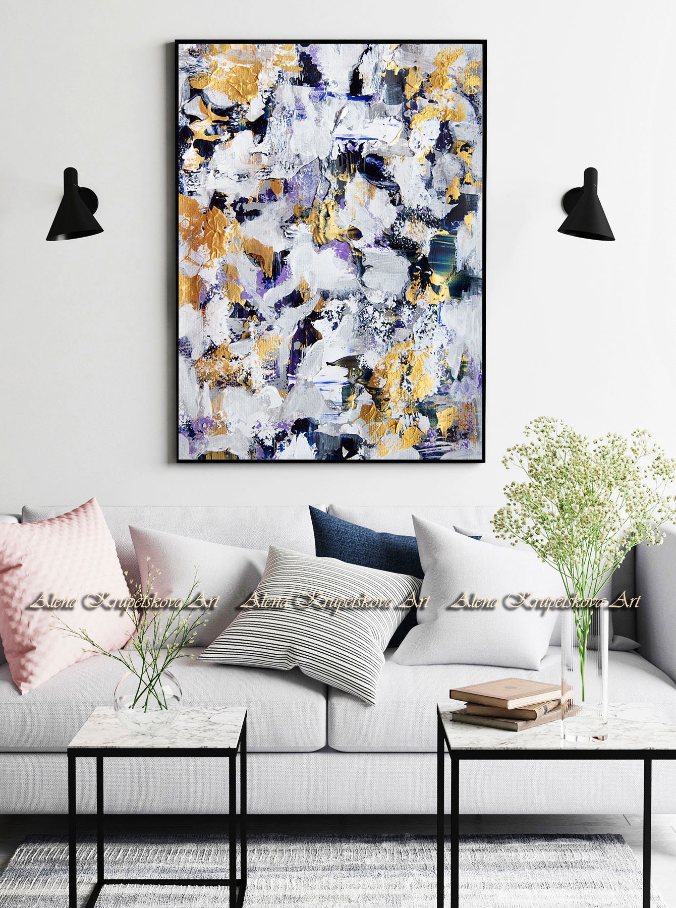 Soft pastel wall art print elegant canvas artwork diamond Etsy