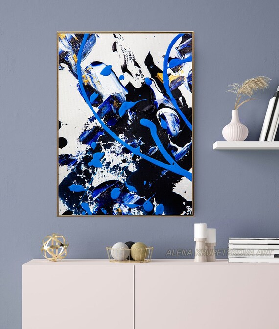 Navy Blue Canvas Wall Art Large Beautiful Deep Blue Wall Art Etsy