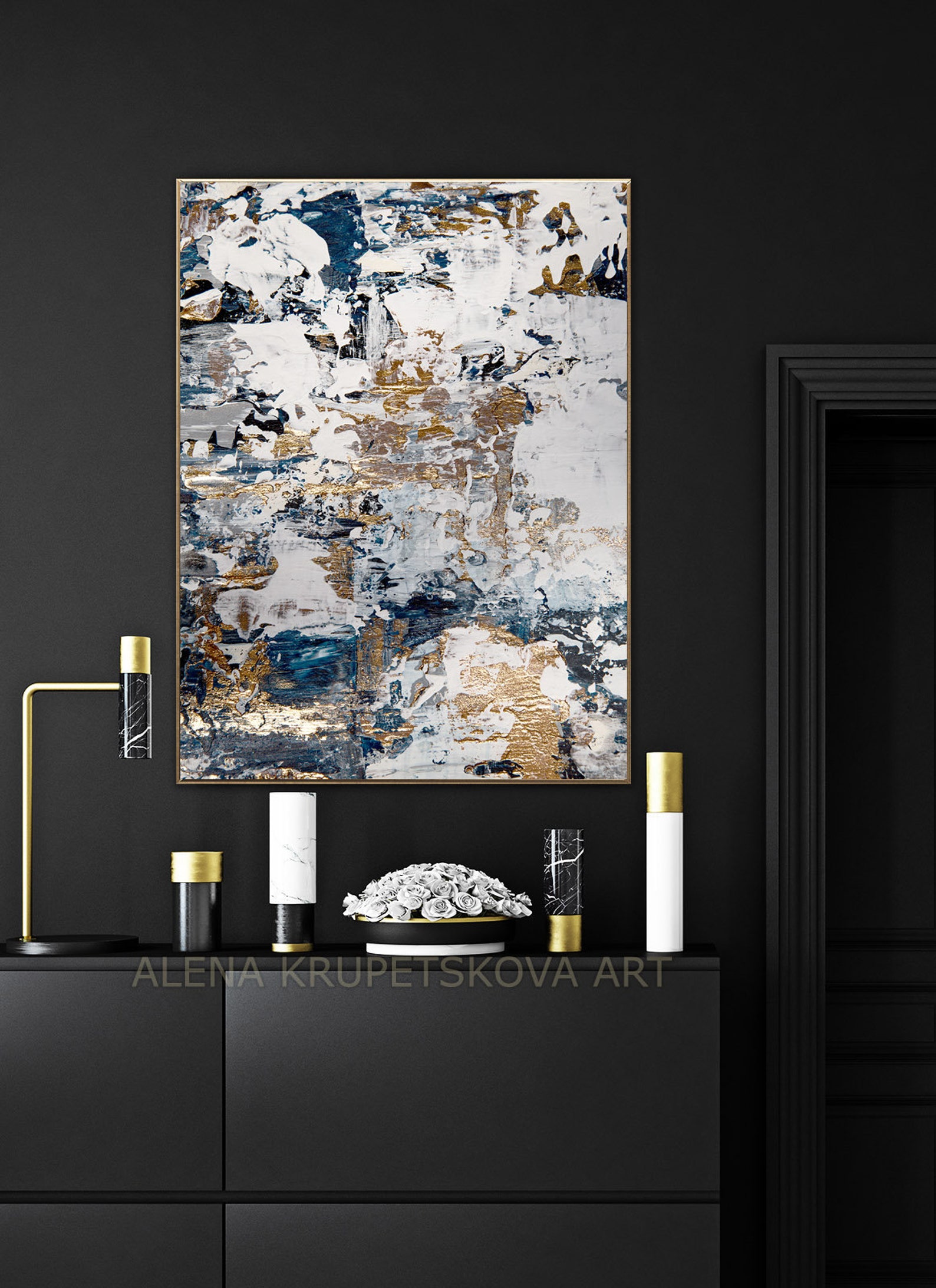 Blue and gray wall decor for home and office Wall art for Etsy