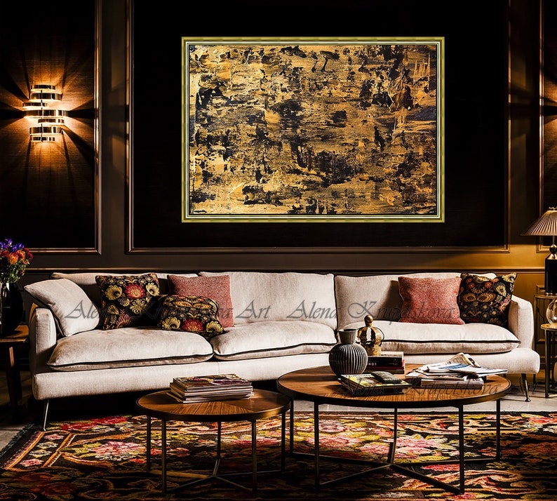 Gold painting Canvas art Large wall art Gold fashion wall Etsy