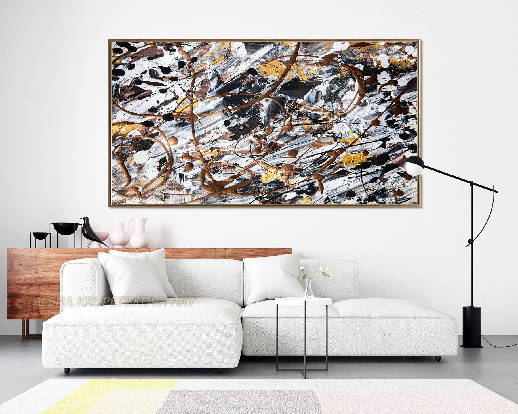 Grey and silver abstract art Black and silver abstract Etsy