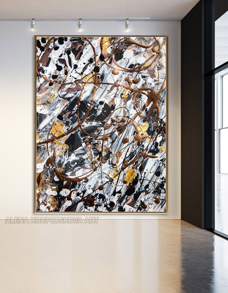 Grey and silver abstract art Black and silver abstract Etsy